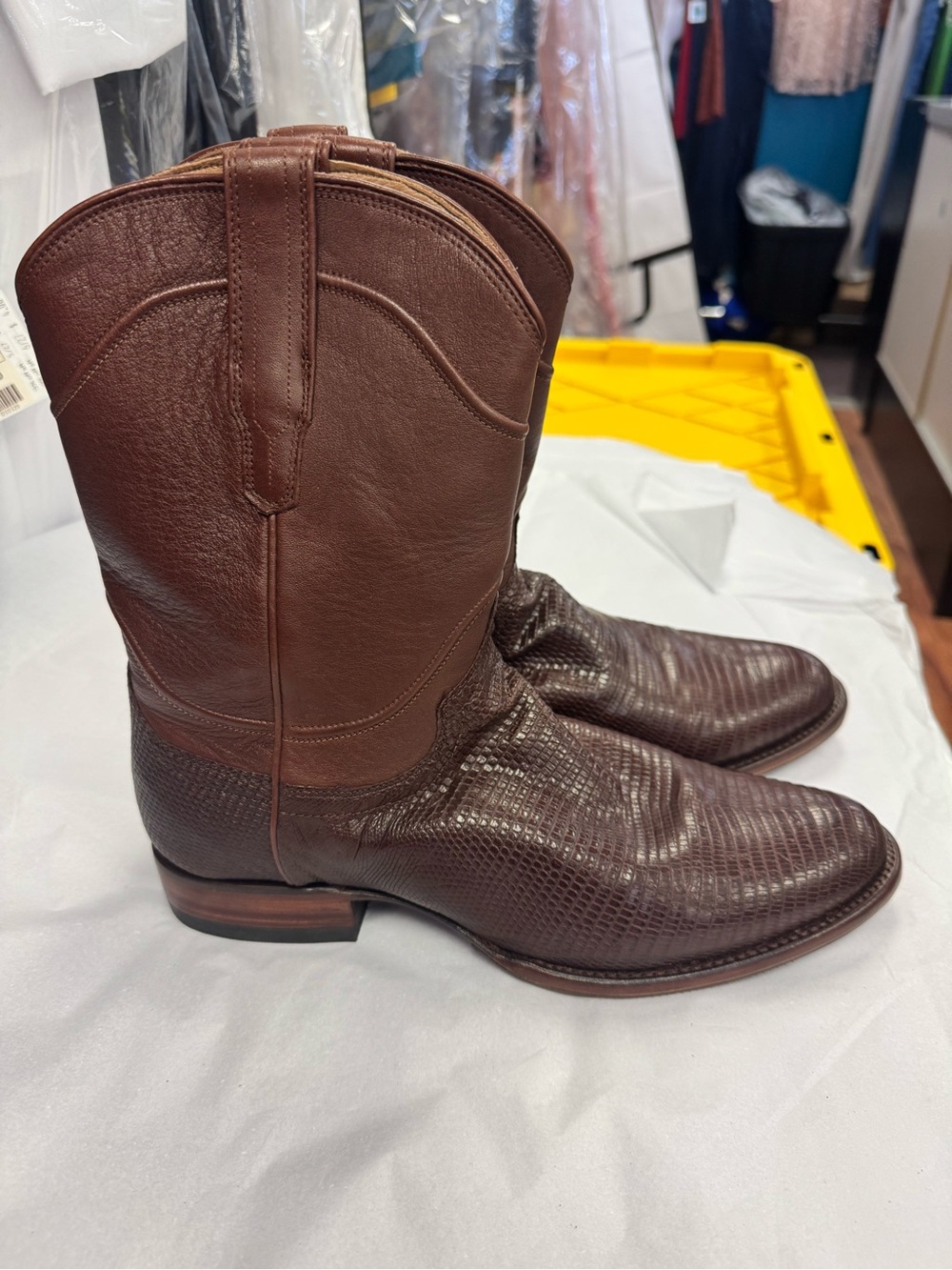 Tecovas Brown Textured Leather Cowboy Boots